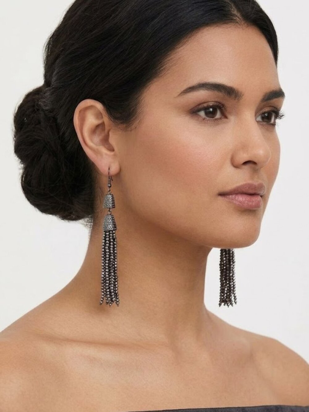 TORRID Hematite Whimsigoth Beaded Tassel Statement Earrings